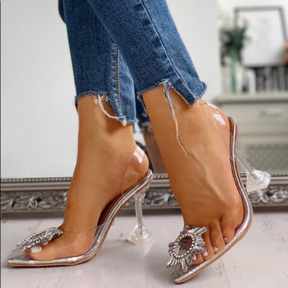 Clear Pointed Toe Lollipop heel Shoes